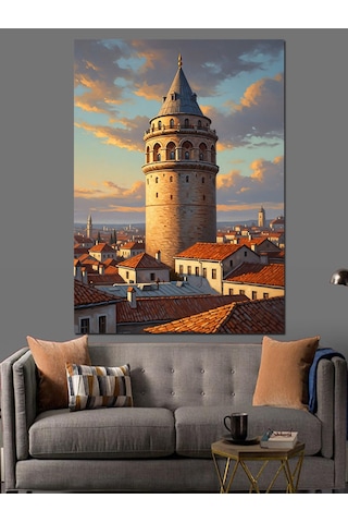 Ahşap Tablo Galata Kulesi Ve İstanbul Şehri