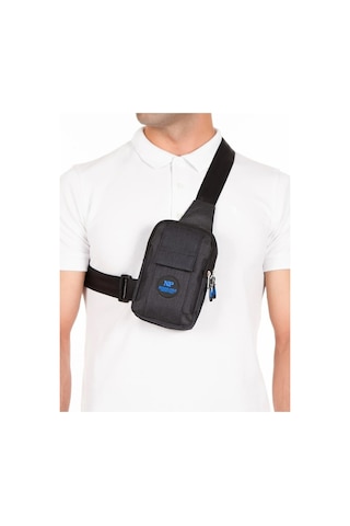 Tuldar Keten Kumaş Belgrat Telefon Bölmeli Çapraz Göğüs Ve Omuz Çantası Tul365 Siyah - Mavi