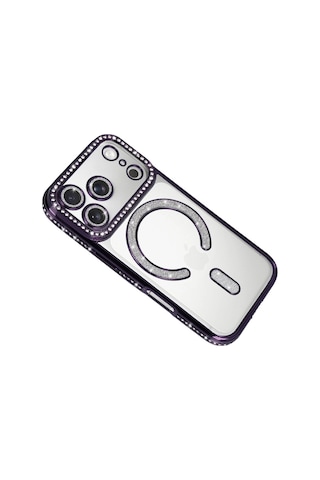 Apple Uyumlu iPhone 17 Pro Max Joke Simli Magneticsafe Kılıf Mor