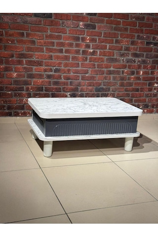 Bohem Membran Akıllı Sehpa Beyaz Mermer Desen