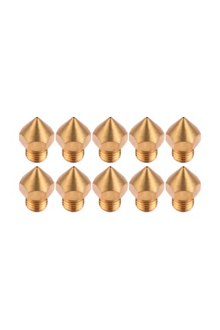 Dianziye Aibecy Cr10s Pro Uyumlu M6 Burun Ucu - Bakır Malzeme, 0.4mm Çıkış, 1.75mm Filament İçin - Altın Renk, 10 Adet Paket