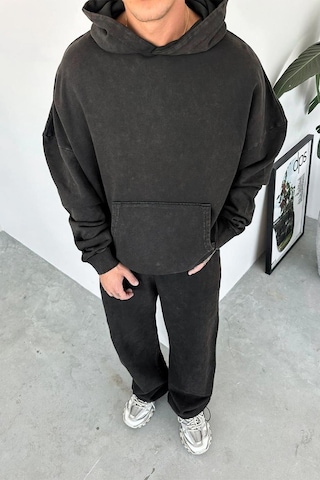 Kahverengi Basic Yıkamalı Oversize Sweatshirt Kahverengi
