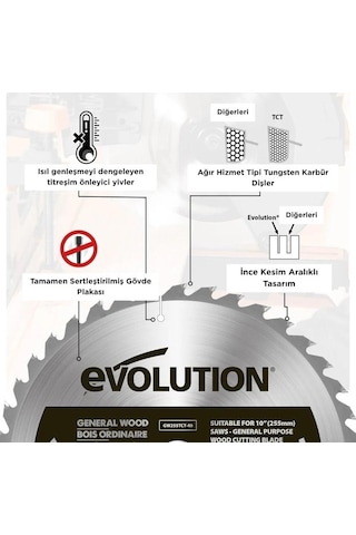 Evolution Gw355tct-60 Ahşap Daire Testere Bıçağı, 355mm