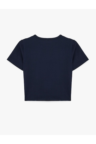 Koton Slim Fit Kısa Kollu Pamuklu Bisiklet Yaka Spor Tişört Lacivert 7wak10053nk