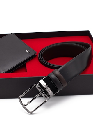 Pierre Cardin Çift Yönlü Deri Kemer & Cüzdan İkili Set Pccift01sk-2060a55 Siyah