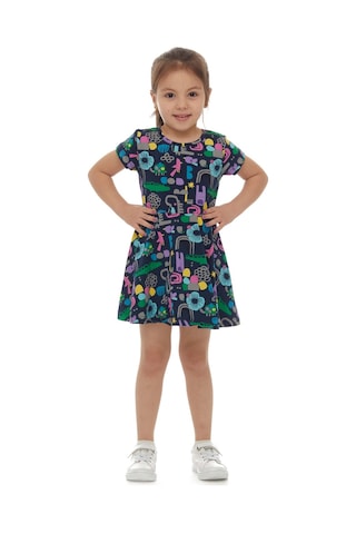Lovetti Kız Çocuk Cutouts Animal Desen Kısa Kol Kloşe Etek Elbise 5910-92 Beyaz
