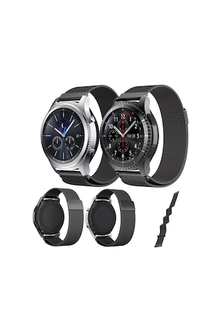 Samsung Uyumlu Gear S3 Kordon Frontier & Classic Metal Örme Kayış