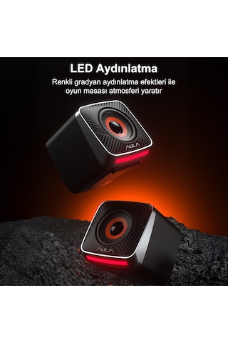 Aula A200 Rgb Işıklı Masaüstü Gaming 3.5mm Jack Bilgisayar Pc Hoparlörü