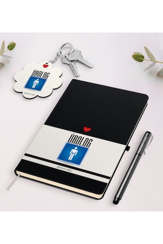 Kişiye Özel Ürolog Siyah Defter Kalem Ve Anahtarlık Seti