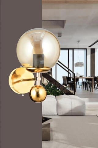 İstanbul Avize Larin Tekli Gold Sarı Glop Camlı Aplilk