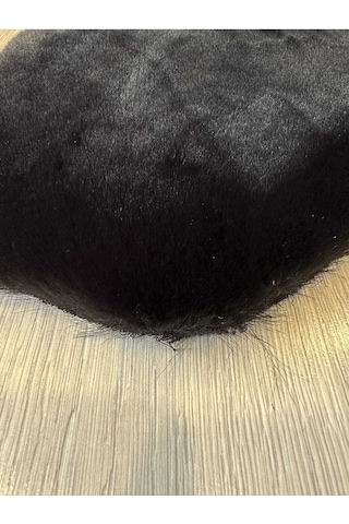 Aries Home Tavşan Tüyü Siyah Yumuşak Makinada Yıkanabilir Kaymaz Ve Toplanmaz Süet Taban Post Halı