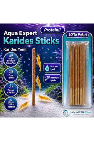 Aqua Expert Karides Sticks Karides Yemi 10 Lu Paket Doğal Besleyici Çubuk Yem Özel Formül - Protein