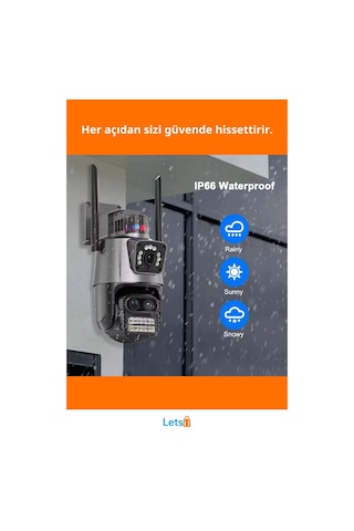 3 Lens Wi Fi Gece Görüşlü Güvenlik Kamerası