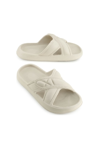 Gezer Kadın Yazlık Eva Islak Zemine Uygun Ev Bahçe Banyo Terlik Bej