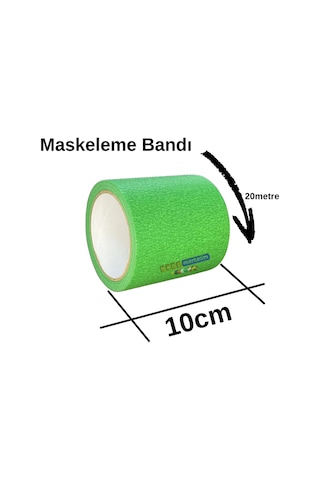 Maskeleme Kağıt Bant Geniş Taban Bandı 100mmx20mt Yeşil