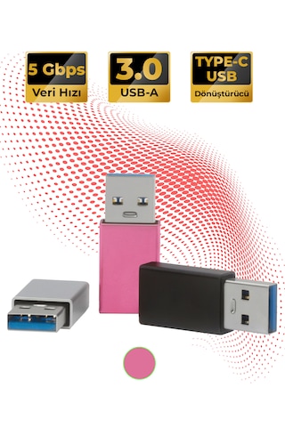 Type-c To Usb-a 3.0 Dönüştürücü Yüksek Hızlı Veri Aktarımı Pembe