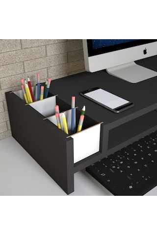Emkawood Sally Siyah Monitör Yükseltici Laptop Standı
