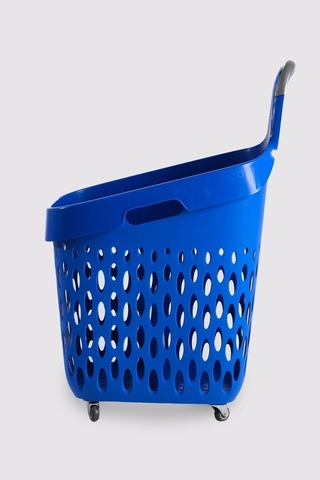 Tekerlekli Market Sepeti Tekerlekli Alışveriş Sepeti Gri Saplı Bölmeli 73 L Mavi