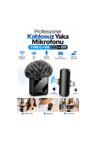 F15 Profesyonel Kablosuz Yaka Mikrofonu Type-c Lightning iOS Uyumlu Net Ve Güçlü Ses