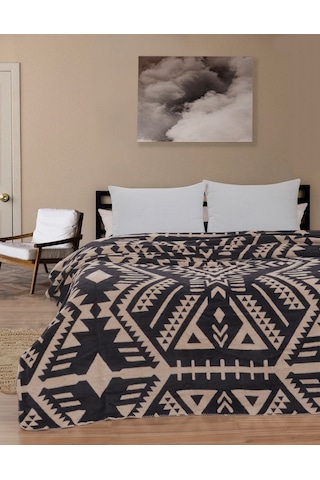 Neeco Pamuklu Çift Kişilik Battaniye Bej