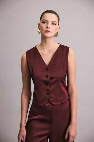 Sateen Klasik Düz Yelek - Bordo-137030 Bordo