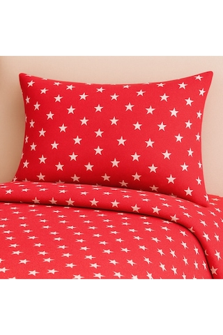 Çift Kişilik Desenli Nevresim + 2 Adet Kapaklı Yastık Kılıfı Açık Kırmızı