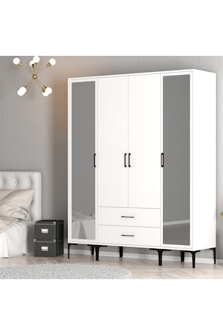 Variant Kumsal 4 Kapılı Rtr Gardrop - Beyaz / Beyaz