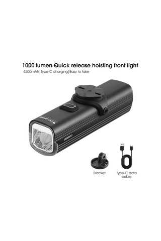 West Bıkıng Yp0701435-431 Parlak Led Bisiklet Ön Işık El Feneri Şarj Edilebilir Gece Bisiklet Güvenlik Lambası - Asılı Montaj Siyah