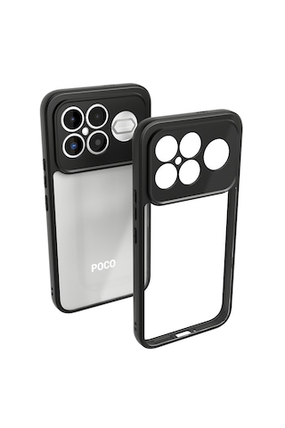 Xiaomi Poco F8 Ultra Kılıf Kenarları Silikon Kamera Korumalı Şeffaf Arka Yüzey Pürüzsüz New Roll Kapak Siyah