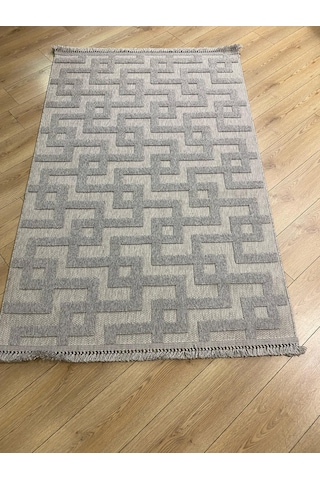 Çam Halı Enti Halı Togo 7509 Gri Geometrik Desenli Makine Halısı
