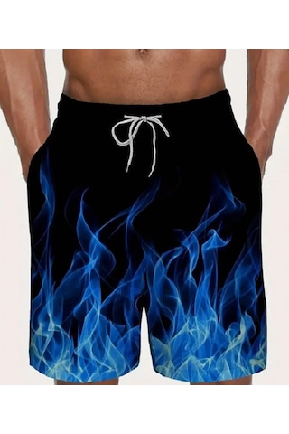 3d Alev Baskılı Erkek Mayo M Mavi