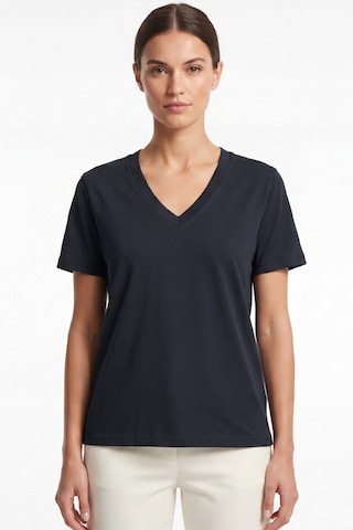 Goffra Kadın Vision V Yaka Premium Kalite Yoğun Dokulu Pamuklu T-shirt Lacivert W102-r0220-08