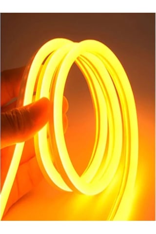 3 Metre Neon Amber 220 V Esnek Hortum Şerit Led Işık + 1 Güç Fişi