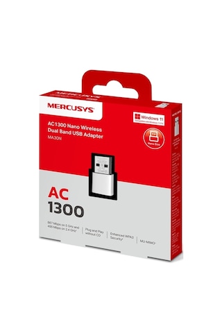 Mercusys Ma30n Ac1300 Nano Dual Band Wireless Usb Adapter