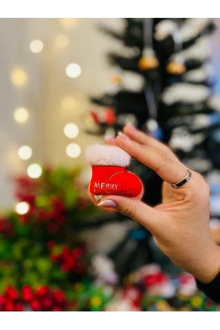 Yılbaşı Temalı Peluş Lastik Toka Seti Noel Baba, Geyik, Çam Ağacı Figürlü 5'li -213 Beyaz