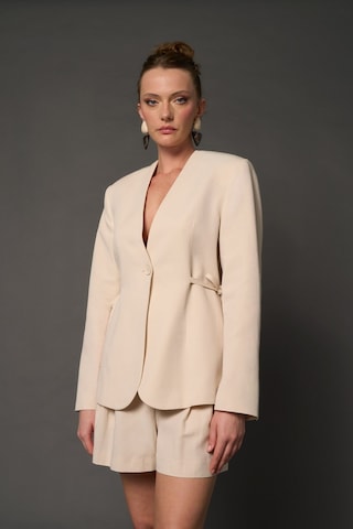 Thalure Kadın Krem Beli Bağcıklı Blazer