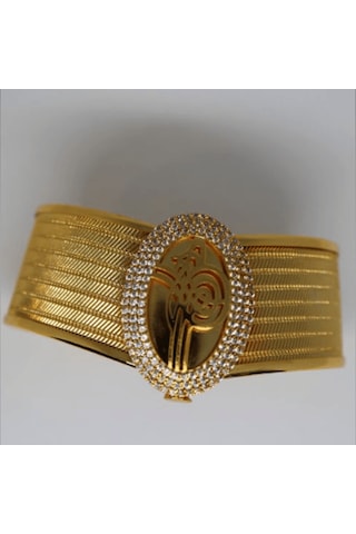 Osmanlı Tug Ralı Oval Tas Lı Kelepc E Bileklik Imitasyon Altın Gold