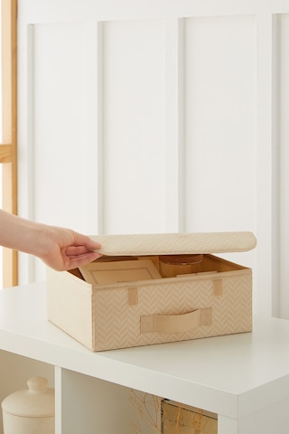 Ocean Home Textile 2'li Bej Balıksırtı Kapaklı Kutu Set 30 x 23 x 11 cm