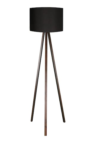 Lmbdr-sıyah-sıyah Tripod Yer Lambası - Siyah Silindir Kumaş Başlıklı Siyah Mdf Üç Ayaklı Lambader, E27 Duy Modern Köşe Aydınlatması, Leke Tutmaz İthal Kumaşlı Şık Abajur