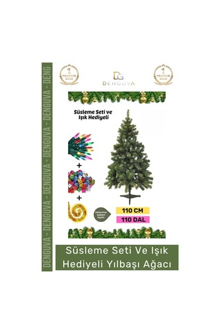 Noelpaketi Kaliteli Sık Yapraklı Plastik Ayaklı Şık Dekoratif Çam Ağacı Noel Paketi 110 Cm 110 Dal Standart