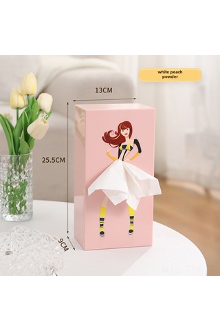Dianziye Güzellikli Pembe Kız Figürlü Masaüstü Dekoratif Tüpak Kutusu - Kartoon Desenli, Fonksiyonel Ve Şık Ev/ofis Aksesuarı