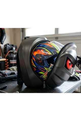 Missidea Rider Led Işıklı Karbon Mat Sırt Çantası Motorcu Çantası Orta Boy Siyah