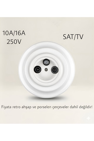 Porselen Priz Sat/tv Beyaz Tek Priz
