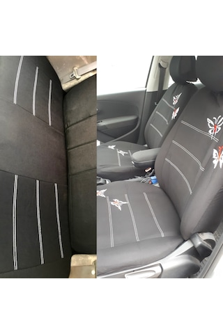 Gajeena "siyah Kelebek Desenli 4 Parça Araç Koltuk Kılıfı - Tüm Sedan, Suv Ve Minibüsler İçin Uygun"