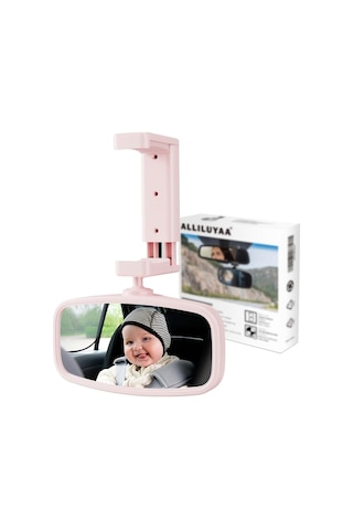 Alliluya Bebek Araba Dikiz Aynası, Pembe, 360 Döndürülebilir, Yaylı Klipsli Arabada Bebek Var Sticker