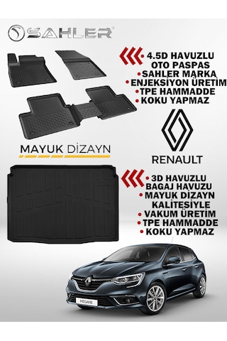 Renault Megane 4 Hb 2016 Ve Üzeri Sahler Premium Paspas Ve 3d Ba