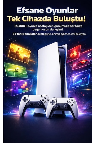 Ultra Retro Oyun Konsolu - 53 Emülatörlü, 2 Kablosuz Kollu 10.000+ Nostalji Oyun Seti