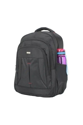 Büyük Boy 17 İnç Laptop Bölmeli Sırt Çantası Darbe Emici Koruma Su Geçirmez Kumaş Siyah