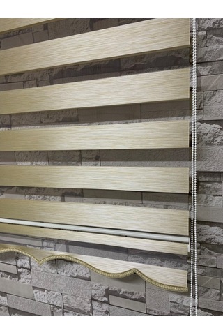 Krem Renk Bambu Zebra Perde (Etekli)