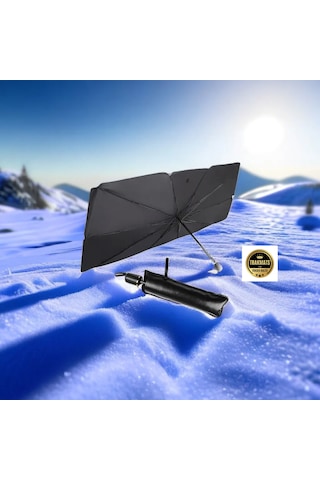 Universal Araç İçi Ön Cam Katlanabilir Şemsiye Güneşlik Siyah